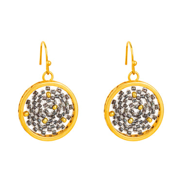 Aretes Upsala Dorado Circulo Chico Gancho Plata Pavonada Puntos Dorados